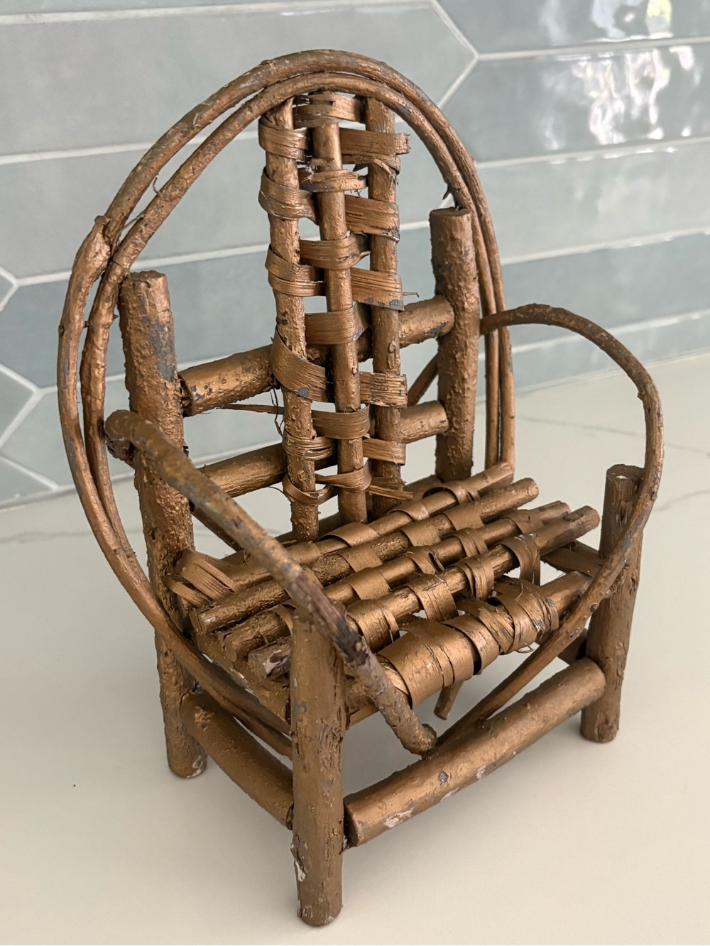 Vintage Primitive Rustic Willow Twig Miniature Doll Chair